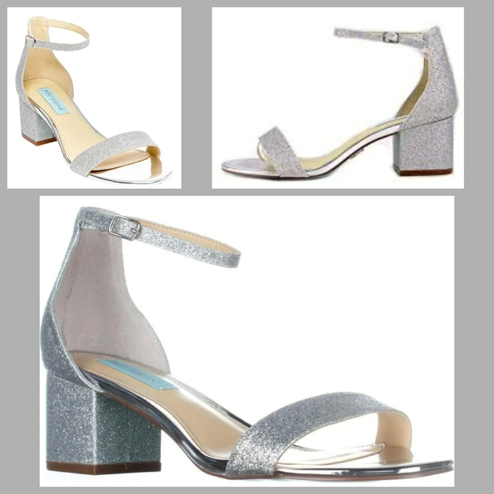 🌷3/$20🌷*HOST PICK* Betsey Johnson "Miri" Silver Glitter Block Heeled Sandals